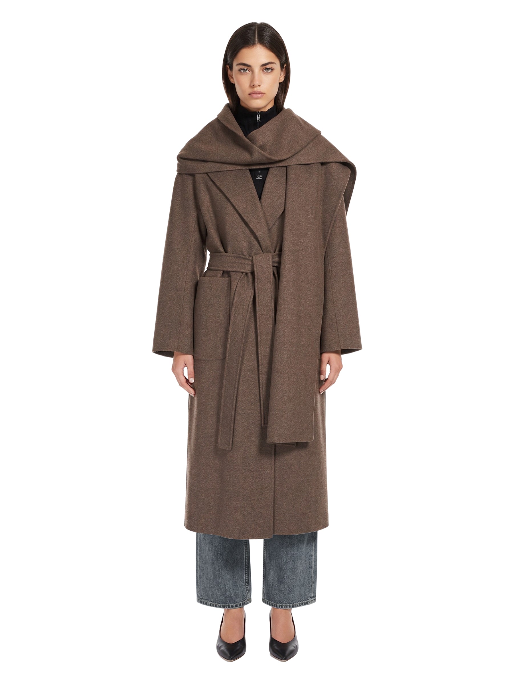 Cappotto lungo Peonie in grigio 