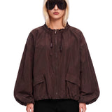 Bomber in taffetà Onde marrone 