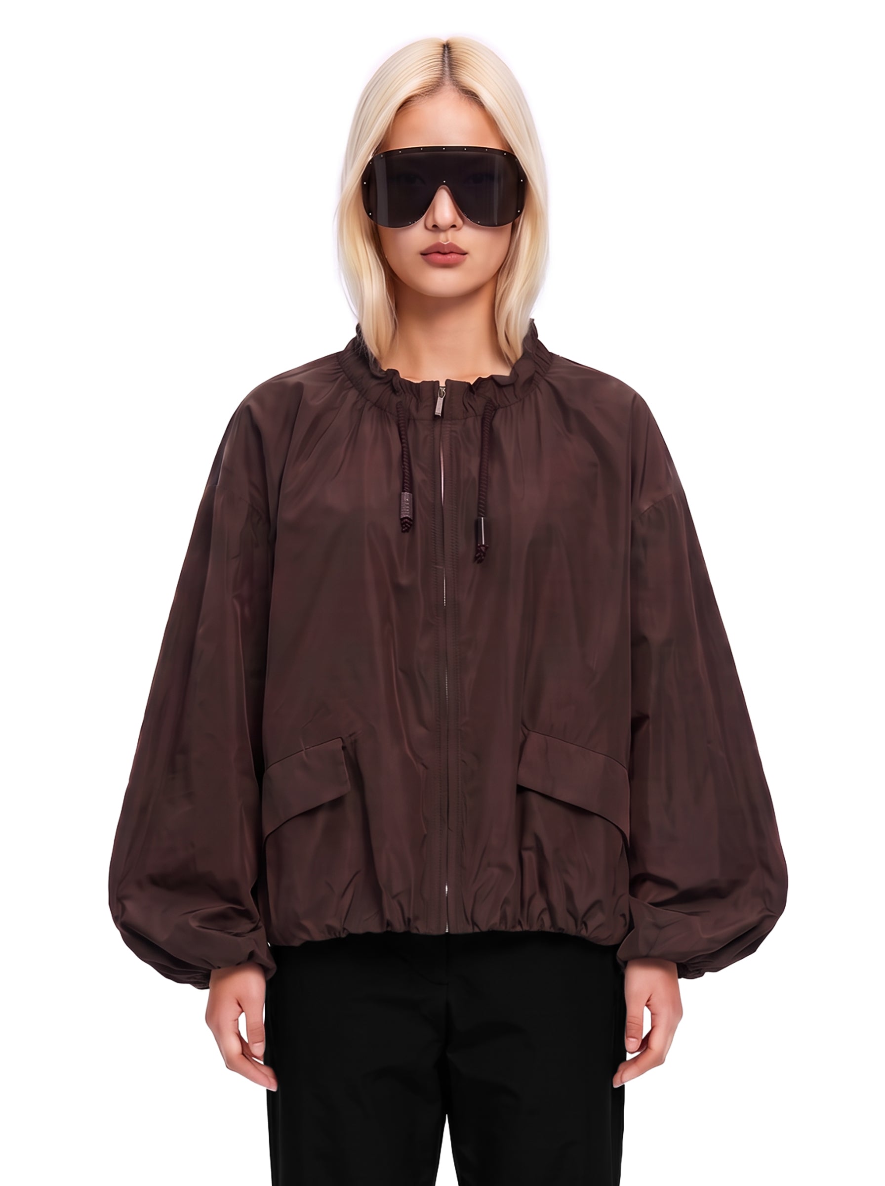 Bomber in taffetà Onde marrone 