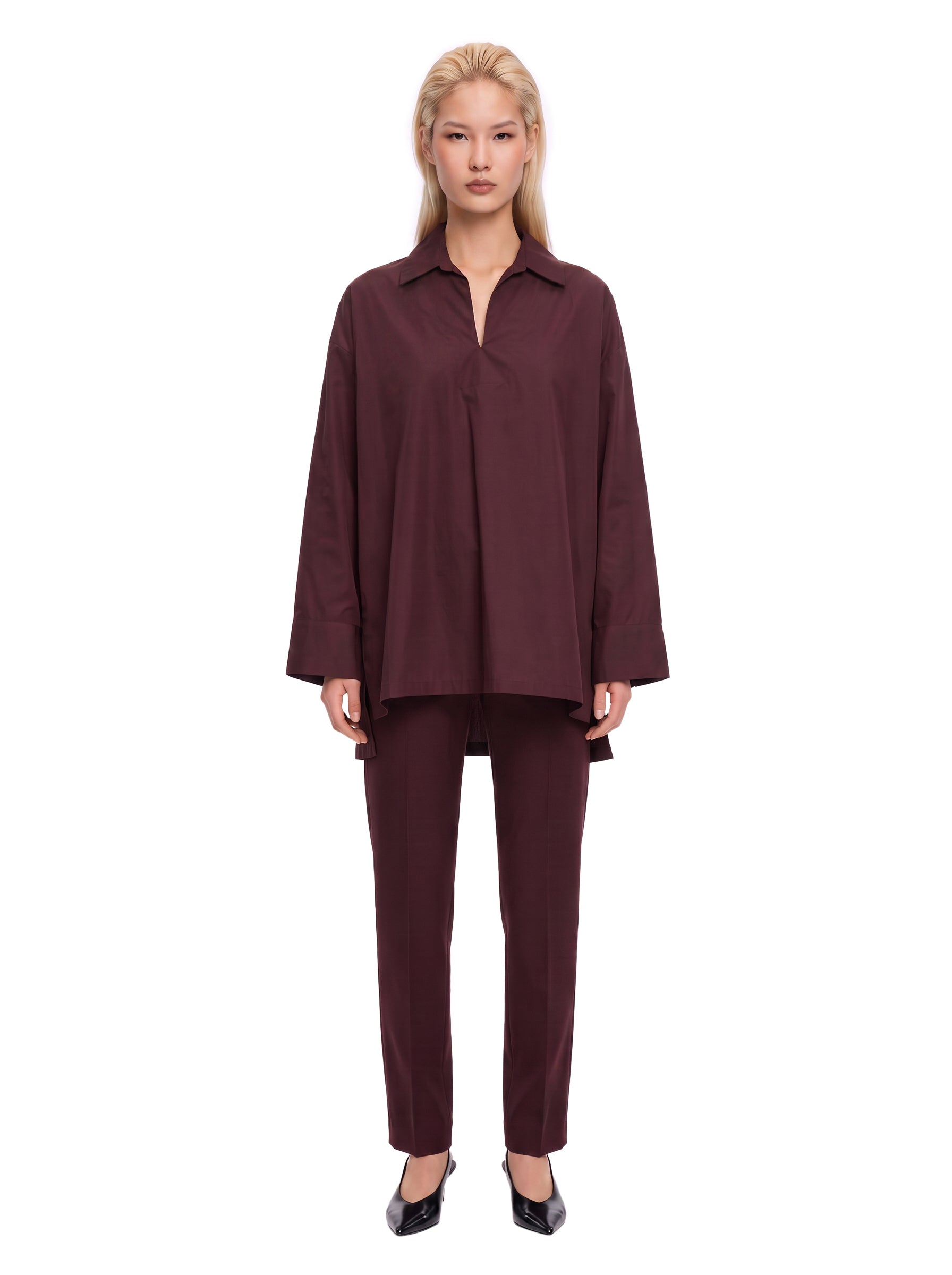 Blusa Cristel in bordeaux 