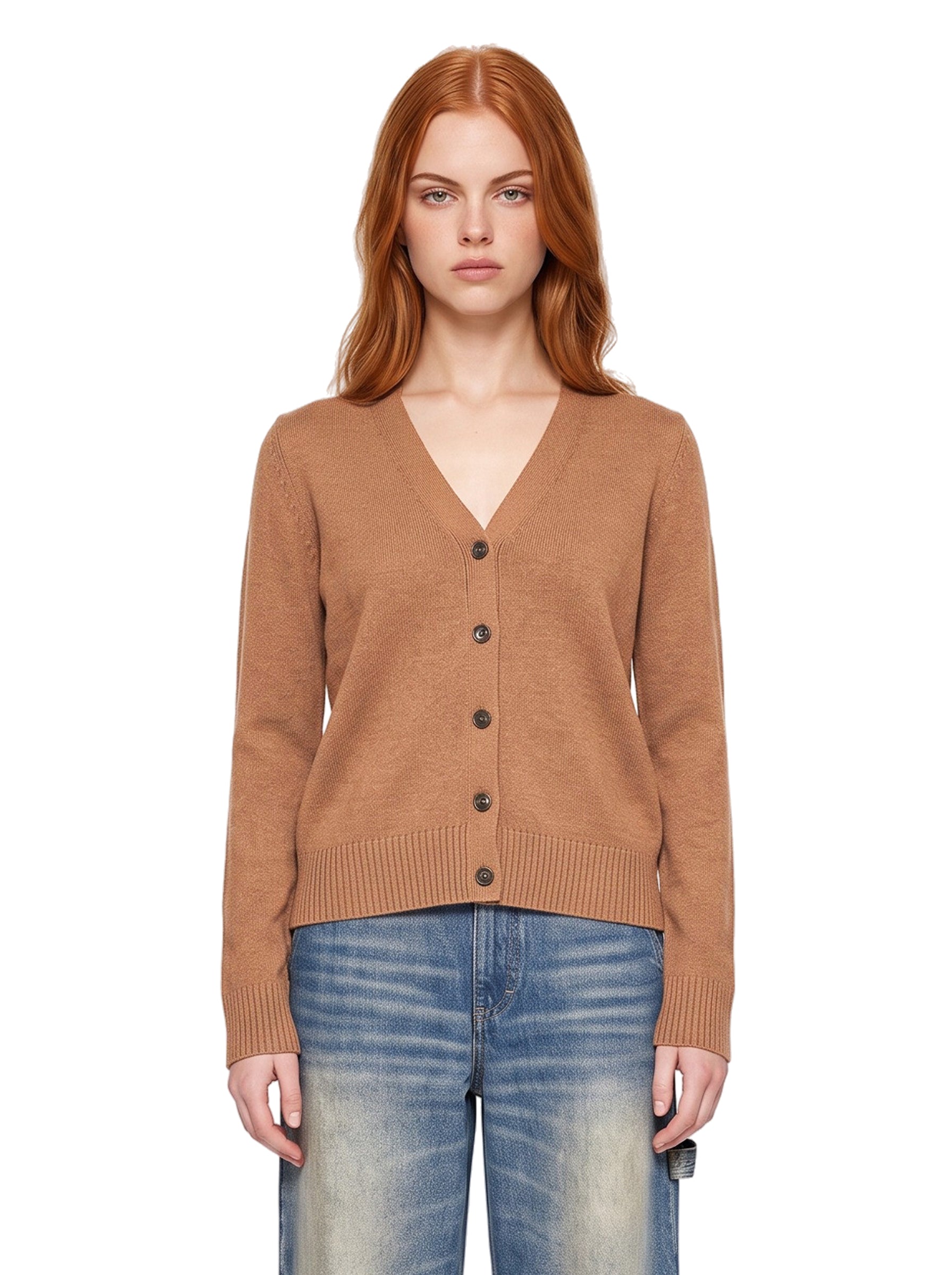 Cardigan scollo a V Apollo in beige 