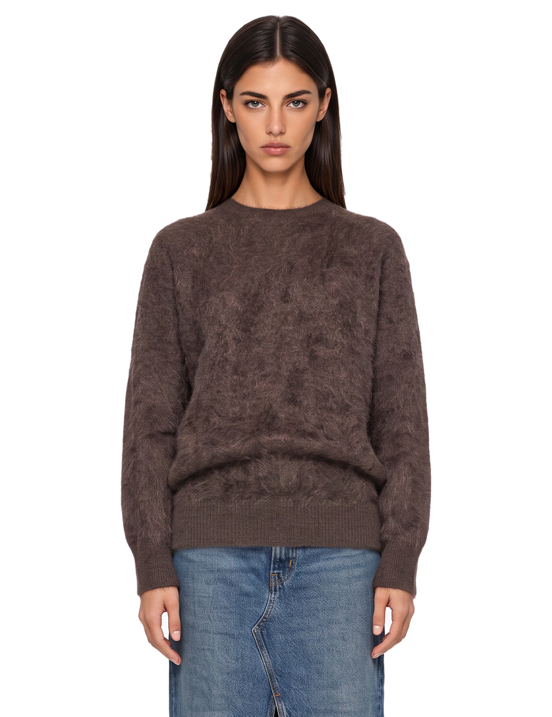 Maglia girocollo Chicca in marrone 