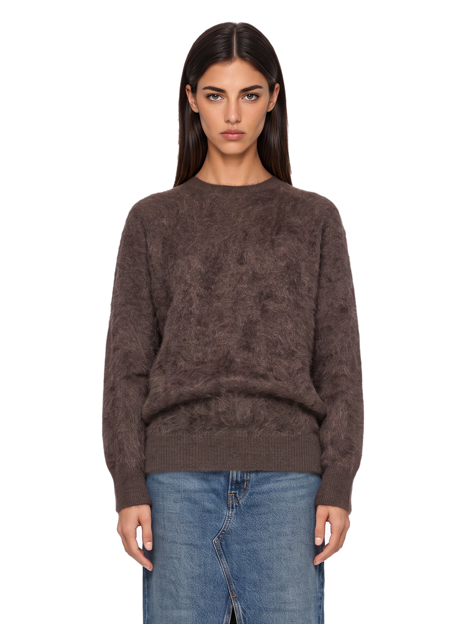 Maglia girocollo Chicca in marrone 