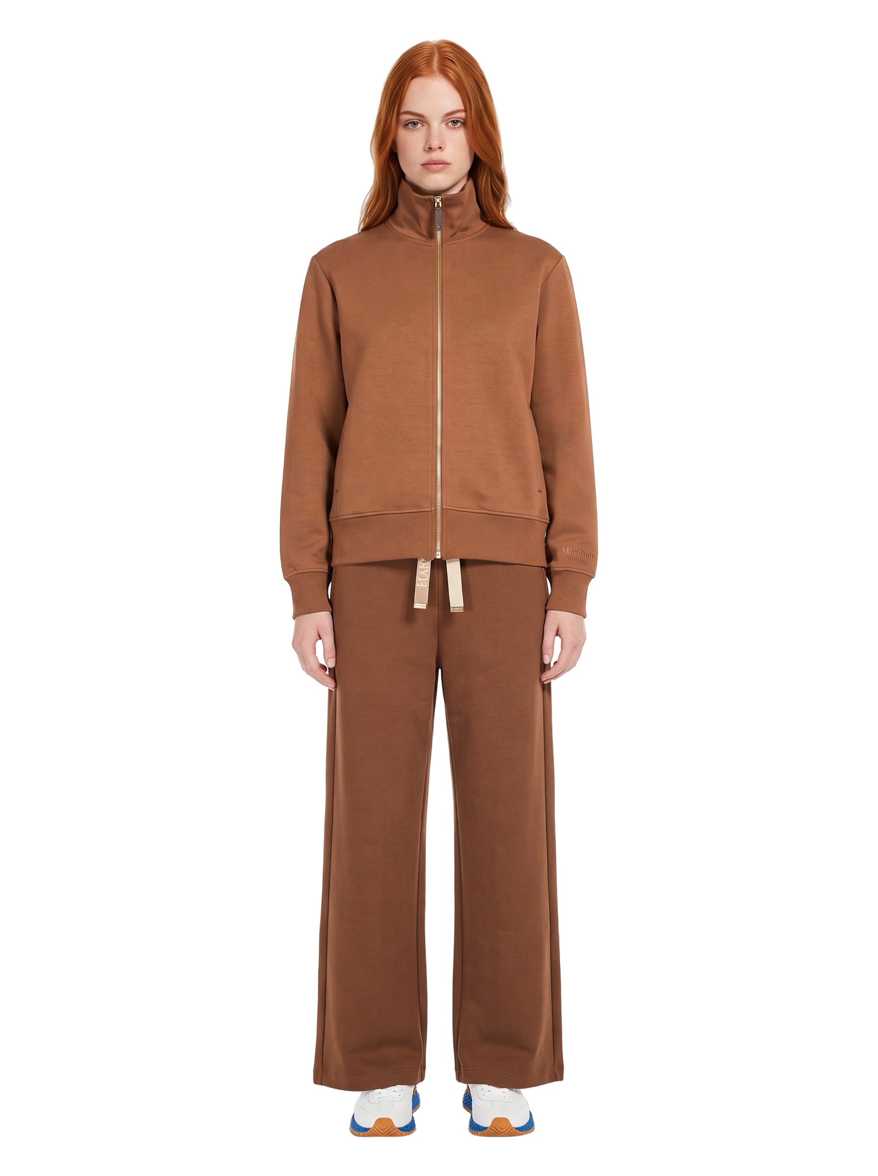 Felpa con zip Carezza in marrone 