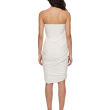 Abito corto drappeggiato in bianco 