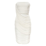 Abito corto drappeggiato in bianco 