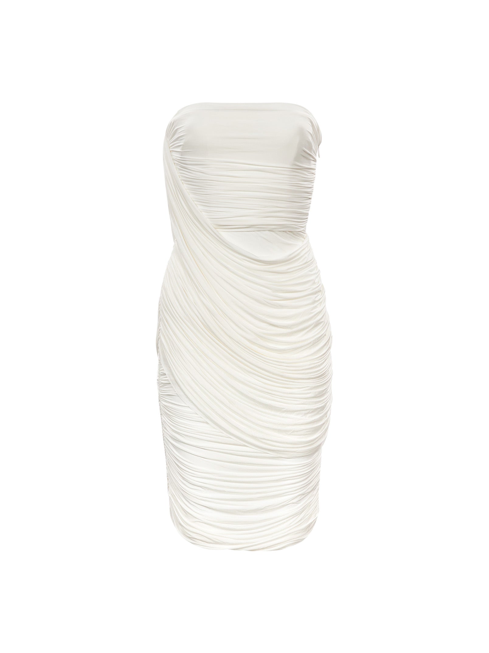 Abito corto drappeggiato in bianco 