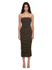 Abito midi con scollo dritto in marrone