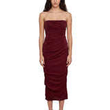 Abito midi con scollo dritto in rosso 