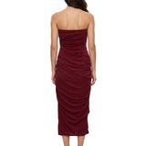 Abito midi con scollo dritto in rosso 