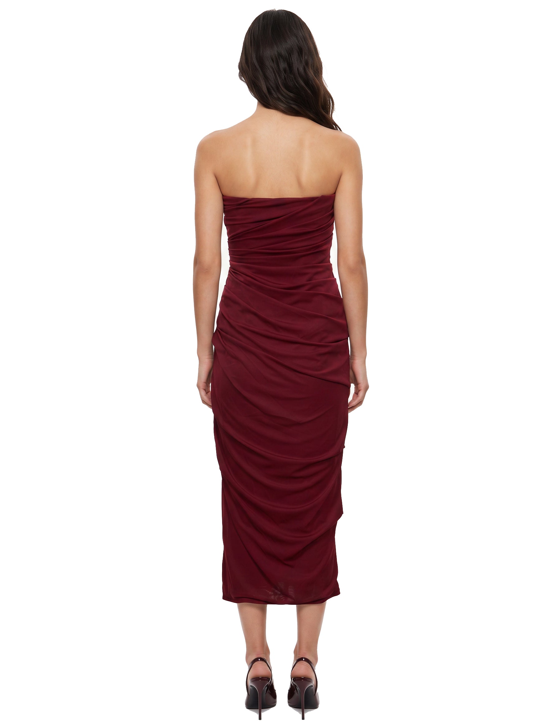 Abito midi con scollo dritto in rosso 