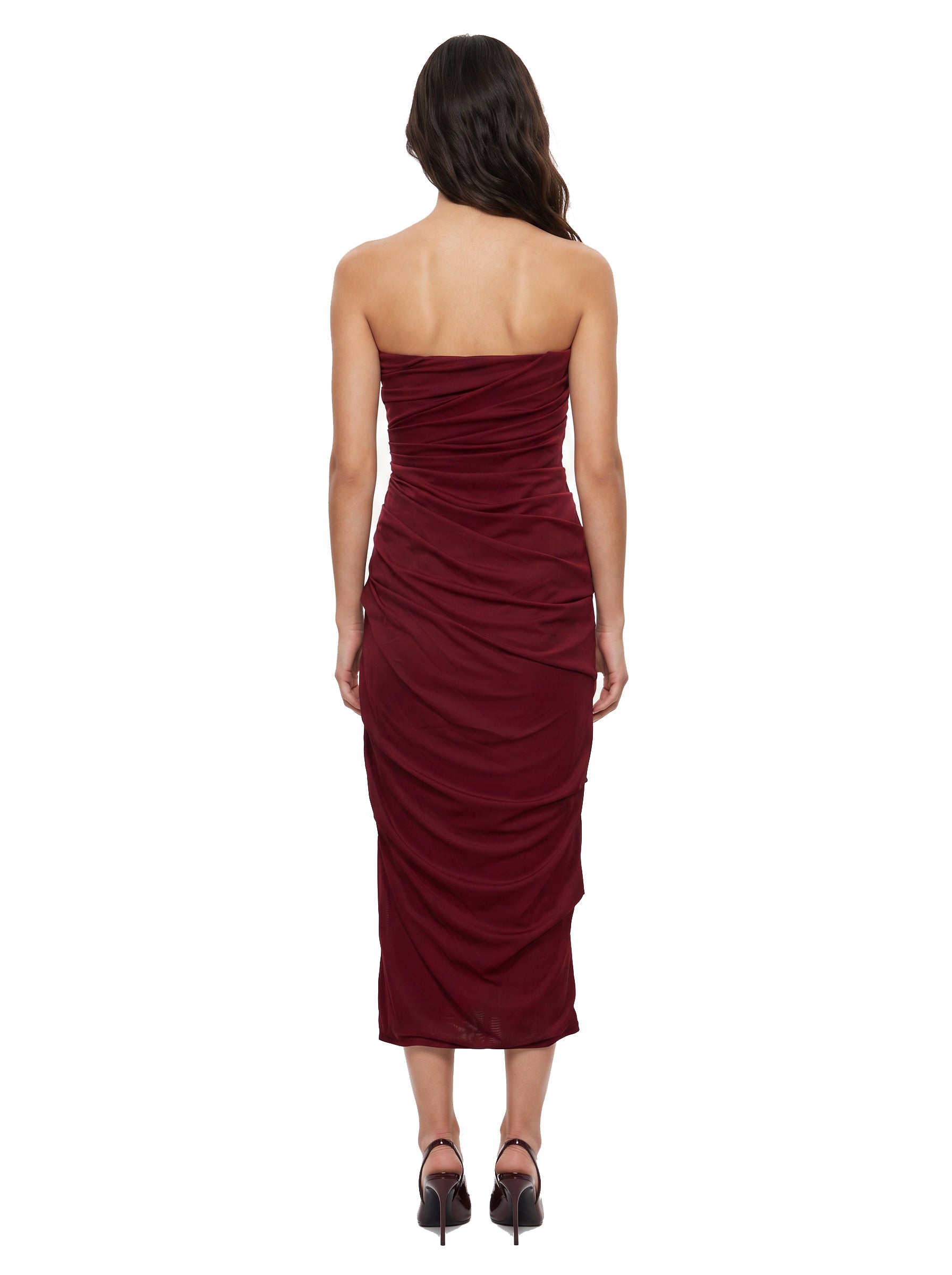 Abito midi con scollo dritto in rosso 