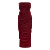 Abito midi con scollo dritto in rosso 