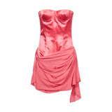 Abito mini senza spalline in rosa 