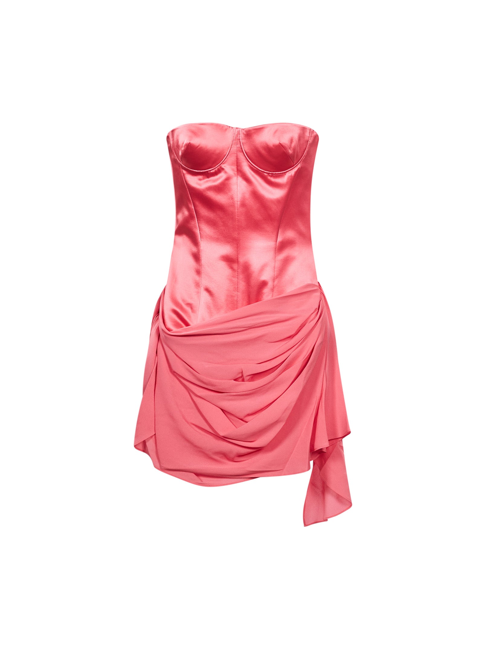 Abito mini senza spalline in rosa 