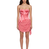 Abito mini senza spalline in rosa 