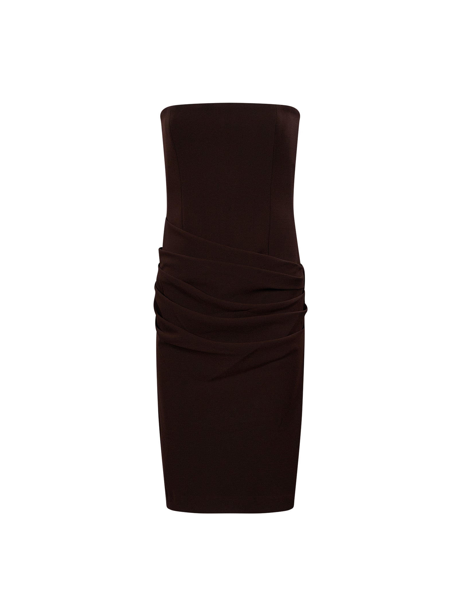 Abito midi con drappeggio in marrone 