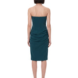 Abito midi con drappeggio in verde petrolio 