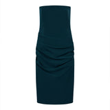 Abito midi con drappeggio in verde petrolio 