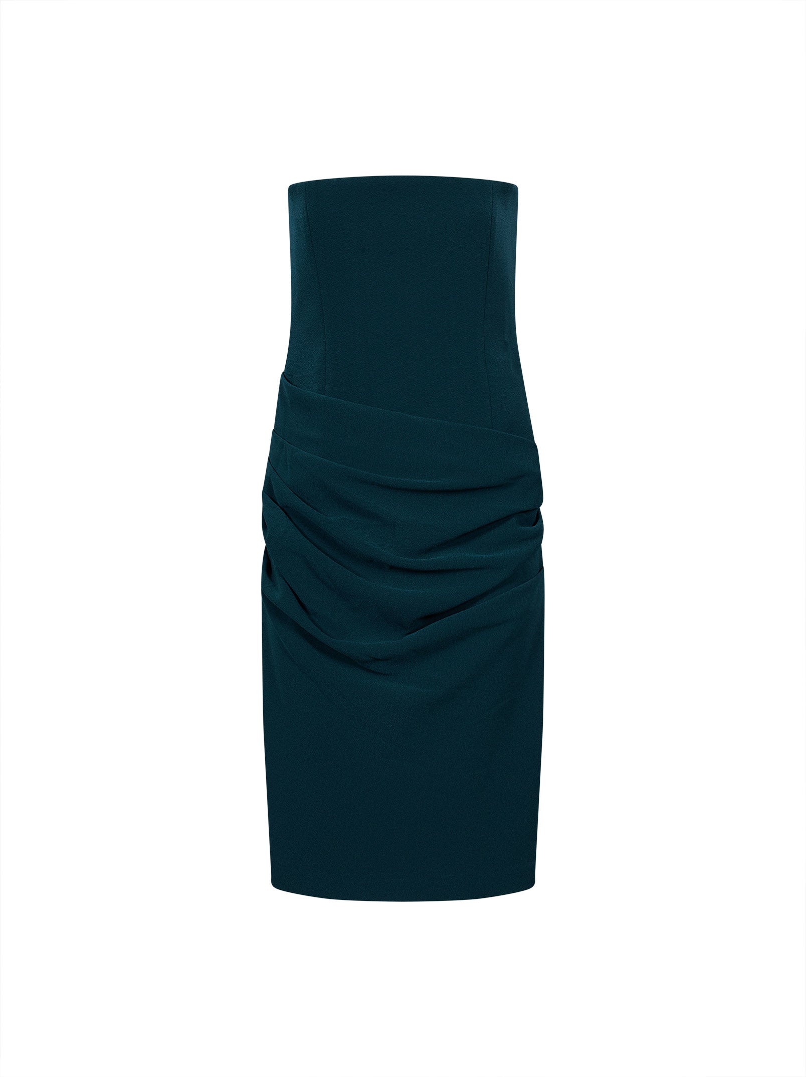 Abito midi con drappeggio in verde petrolio 