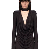 Abito mini drappeggiato in nero 