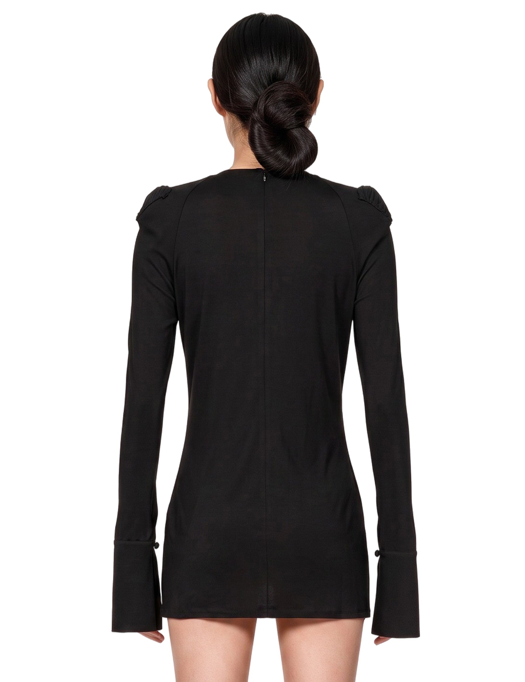 Abito mini drappeggiato in nero 
