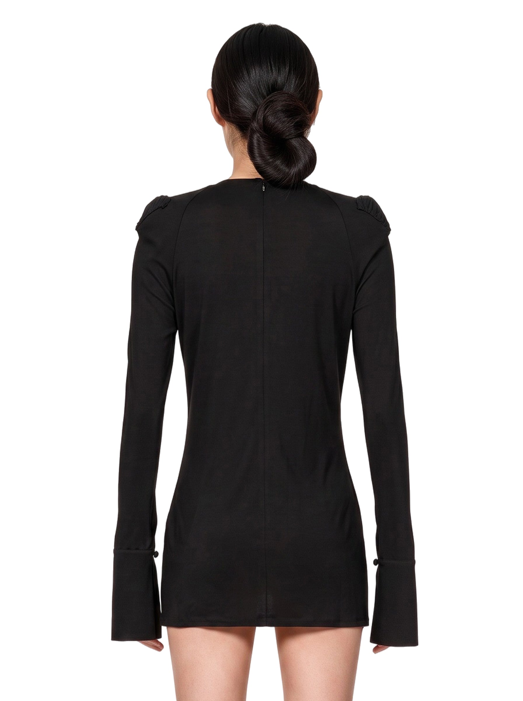 Abito mini drappeggiato in nero 