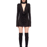 Abito mini drappeggiato in nero 