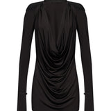Abito mini drappeggiato in nero 