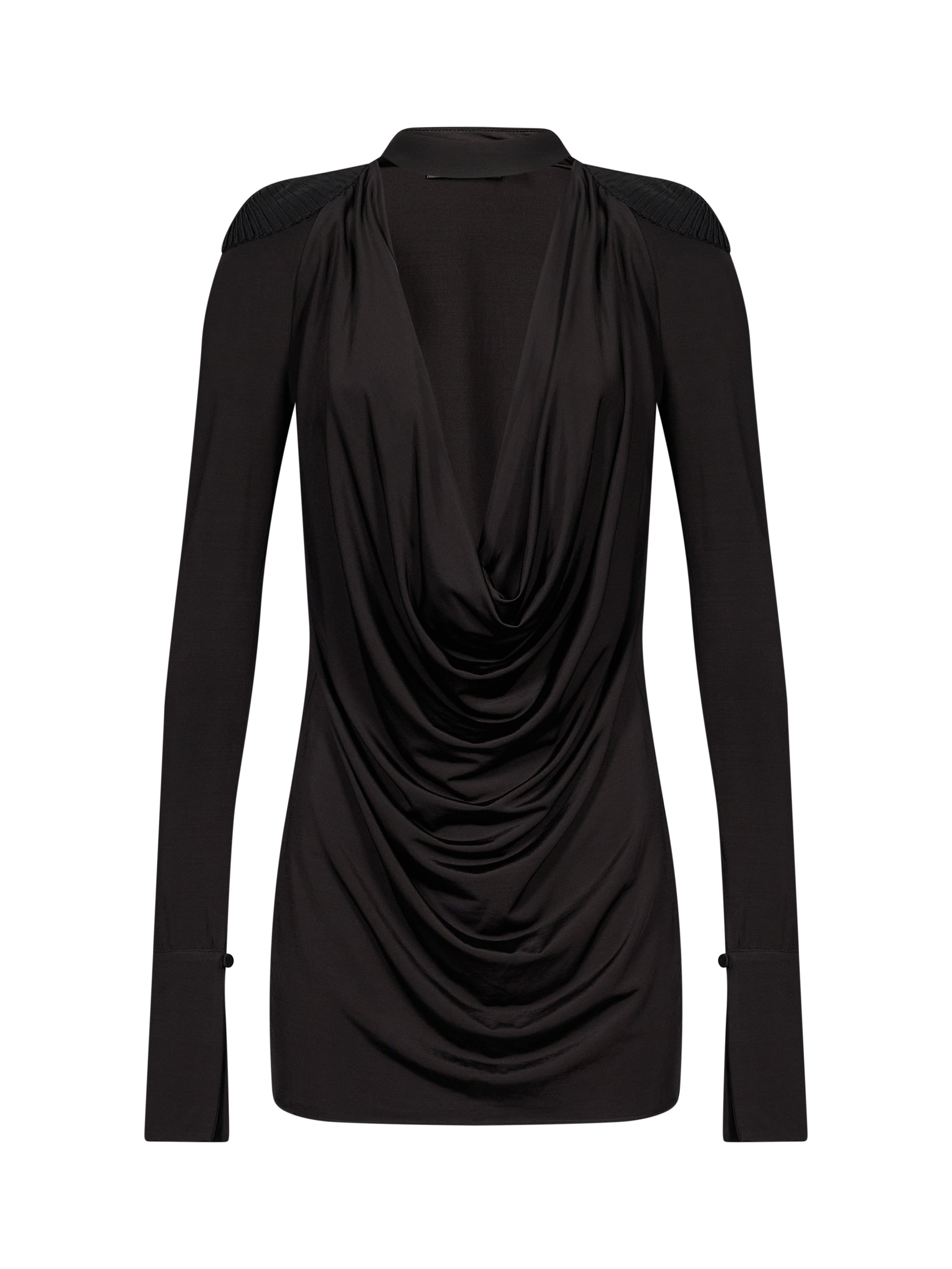 Abito mini drappeggiato in nero 