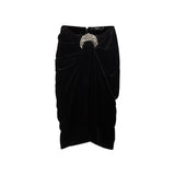 Gonna in velluto con decorazioni con crsitalli Moon in nero 