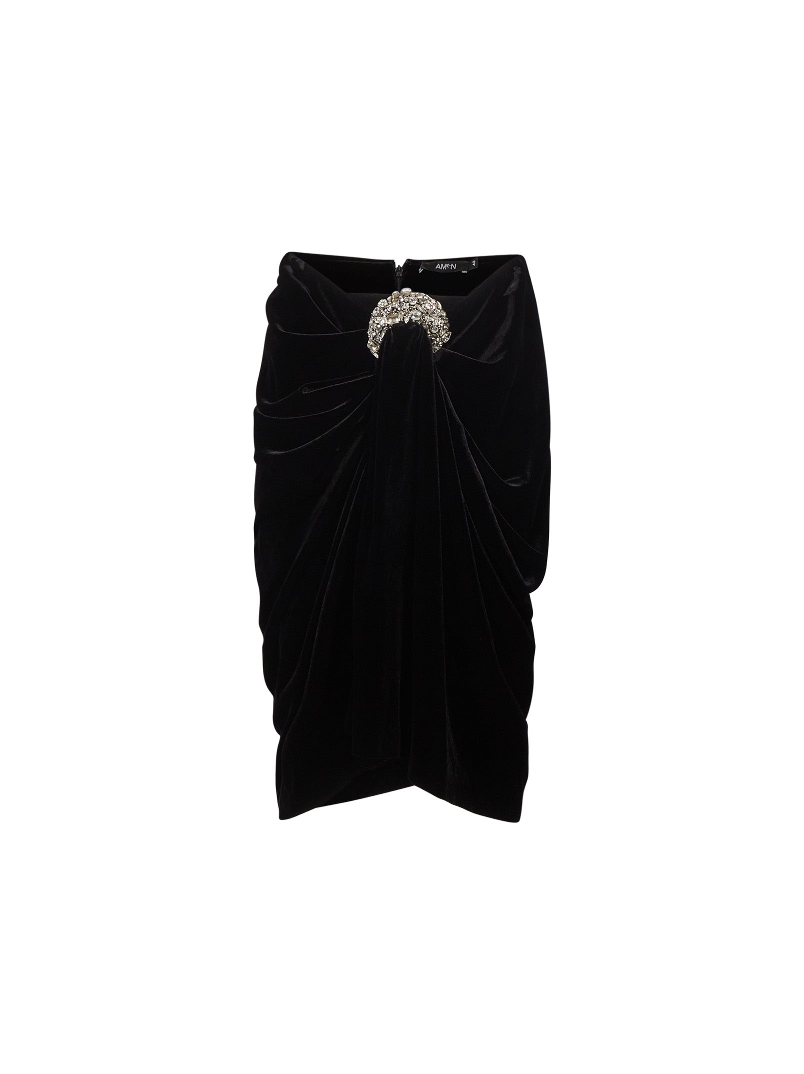 Gonna in velluto con decorazioni con crsitalli Moon in nero 