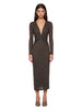 Abito con scollo a V in marrone