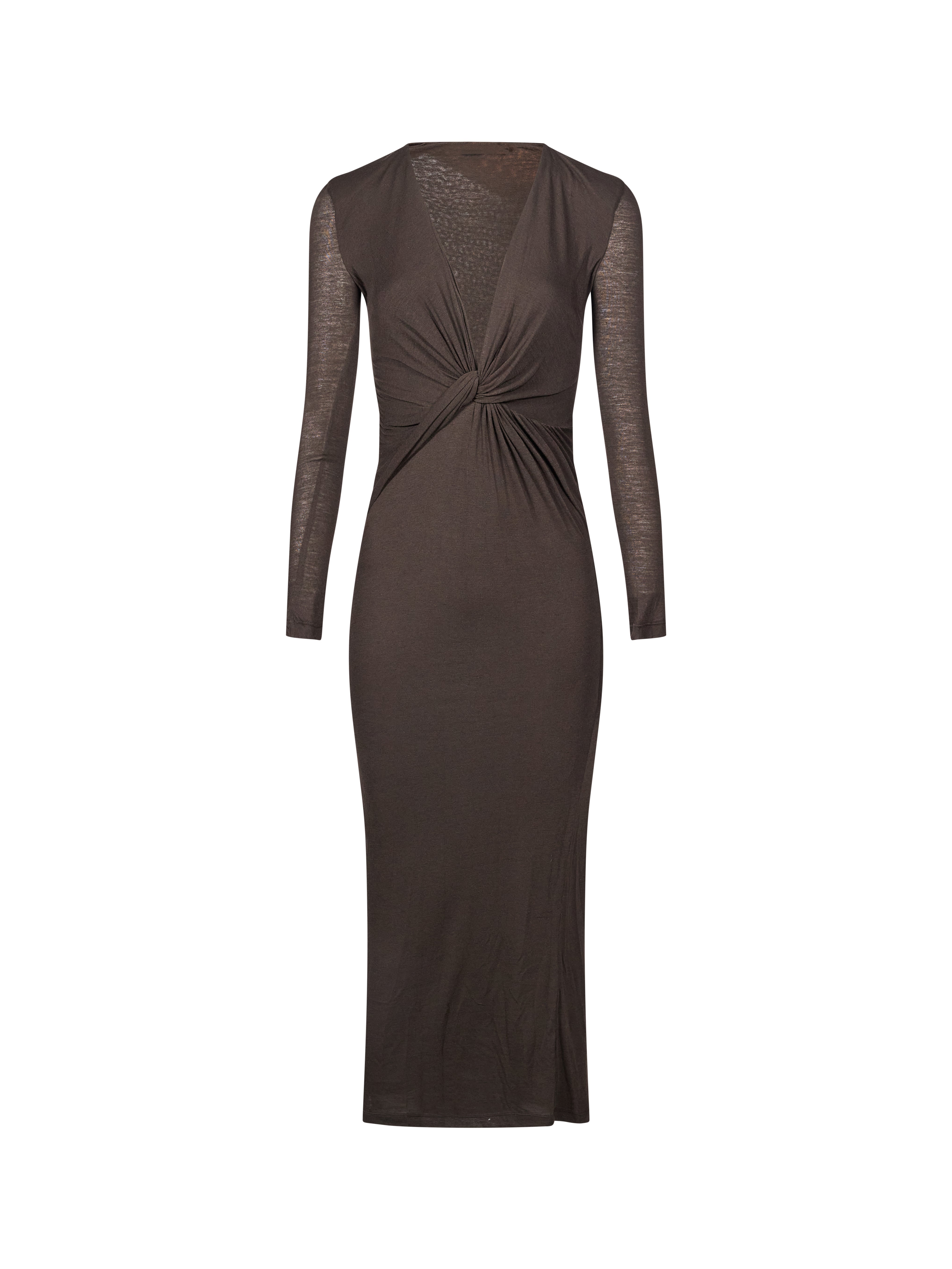 Abito con scollo a V in marrone 