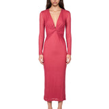Abito con scollo a V in rosso 