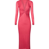 Abito con scollo a V in rosso 