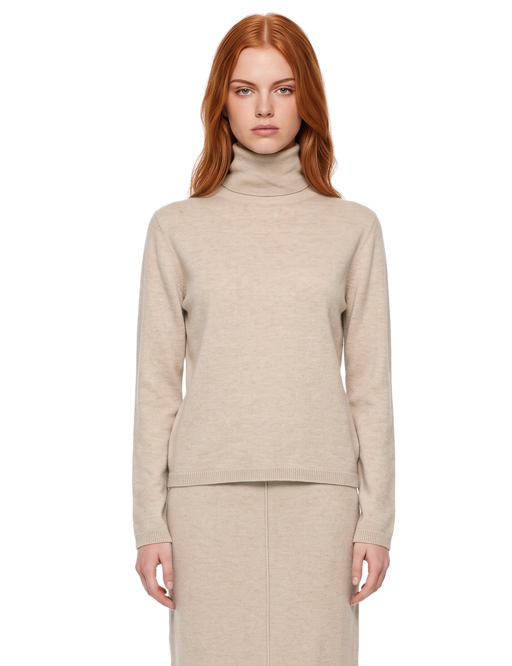 Pullover dolcevita Baviera in beige 