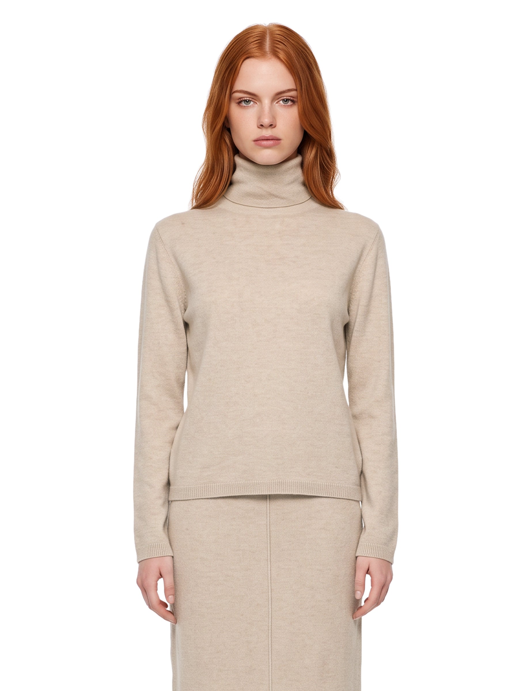 Pullover dolcevita Baviera in beige 