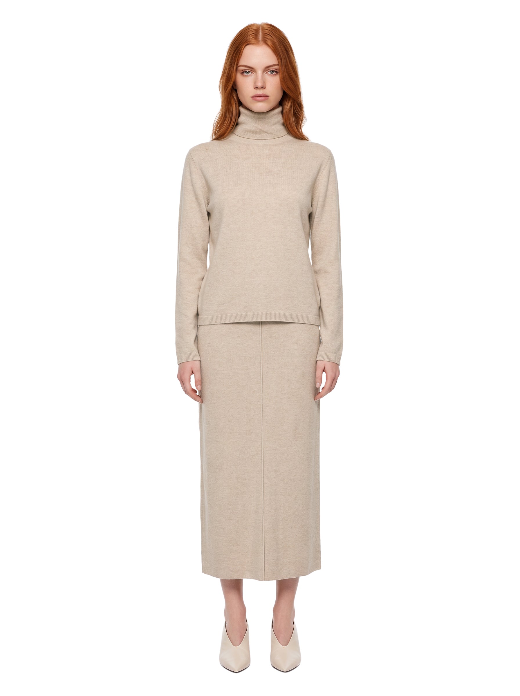 Pullover dolcevita Baviera in beige 