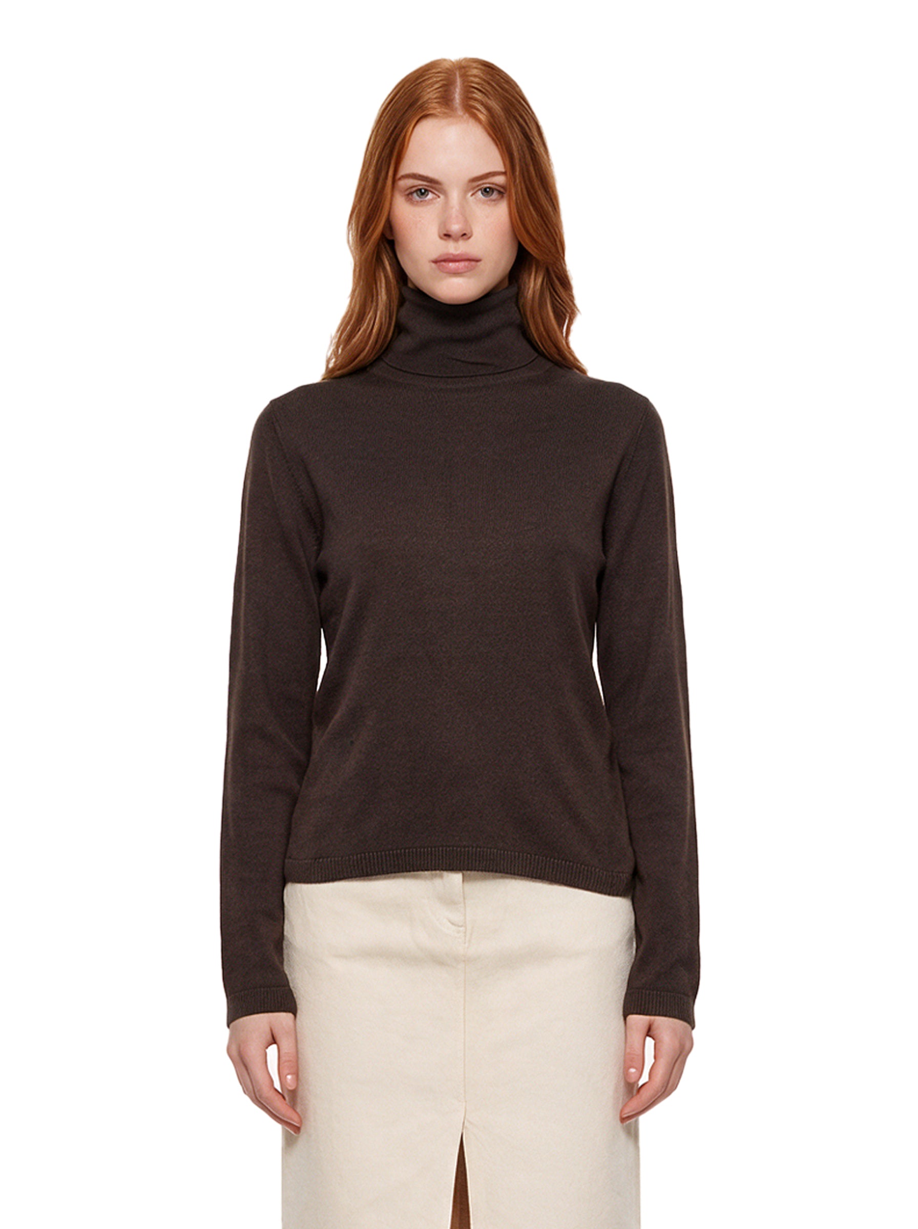 Pullover dolcevita Baviera in marrone 