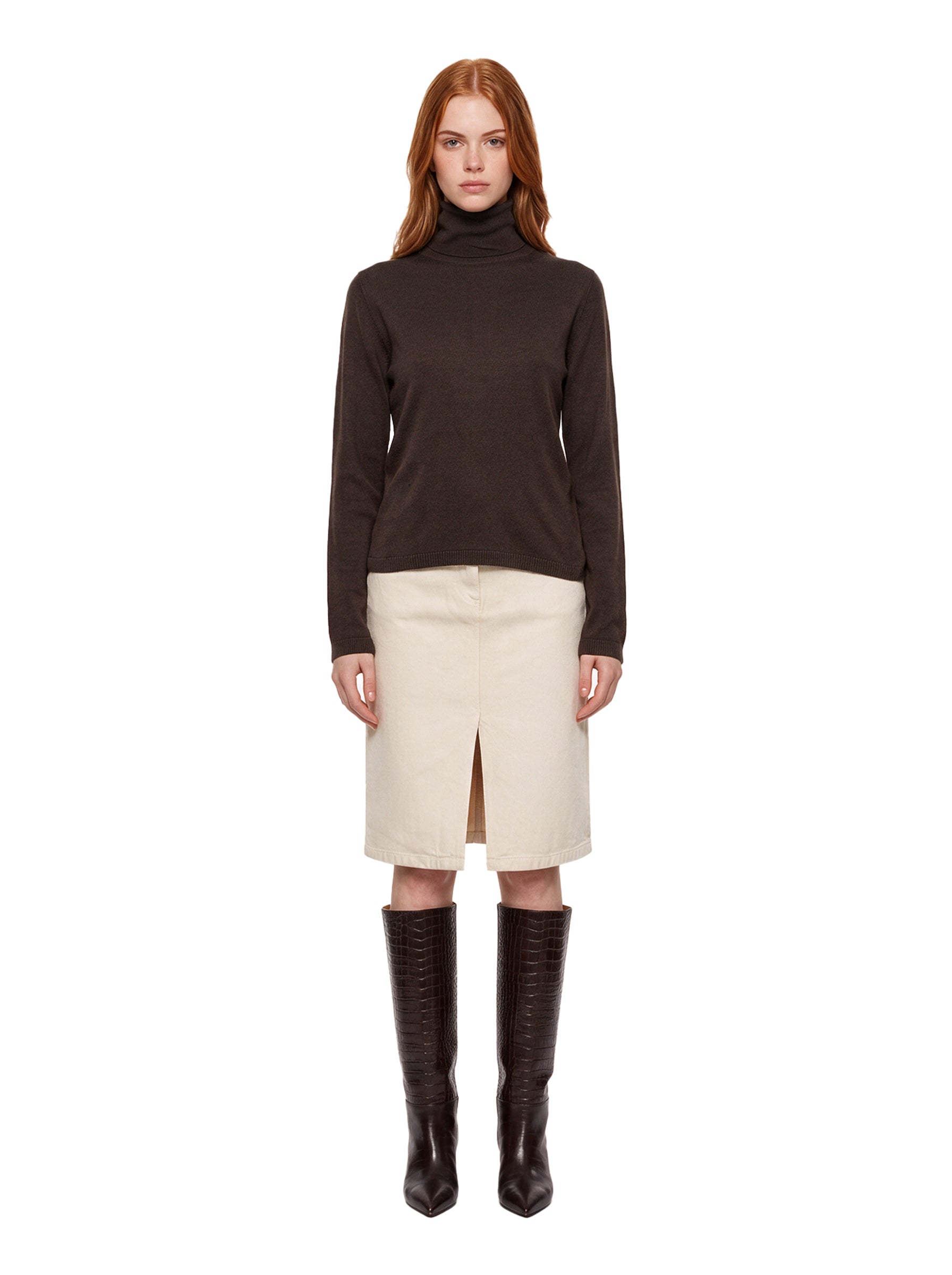 Pullover dolcevita Baviera in marrone 