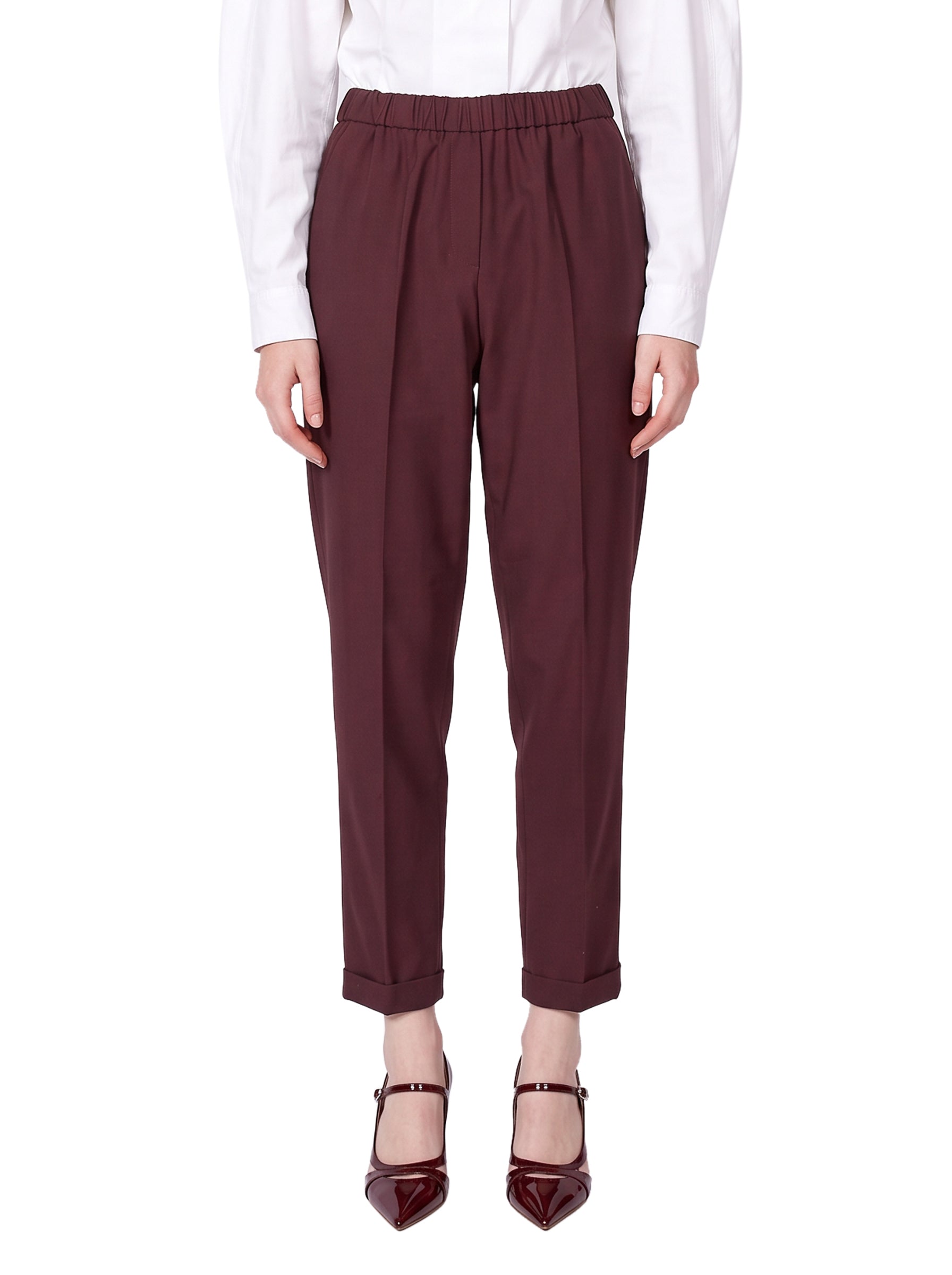 Pantaloni a sigaretta Rosalba in bordeaux 