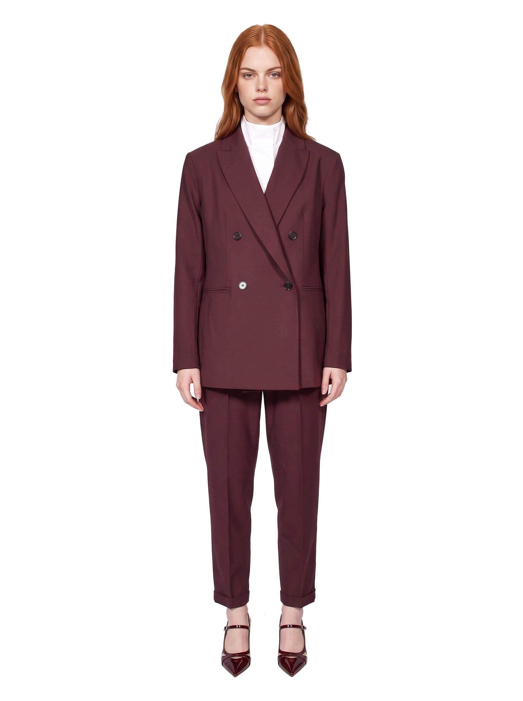 Pantaloni a sigaretta Rosalba in bordeaux 
