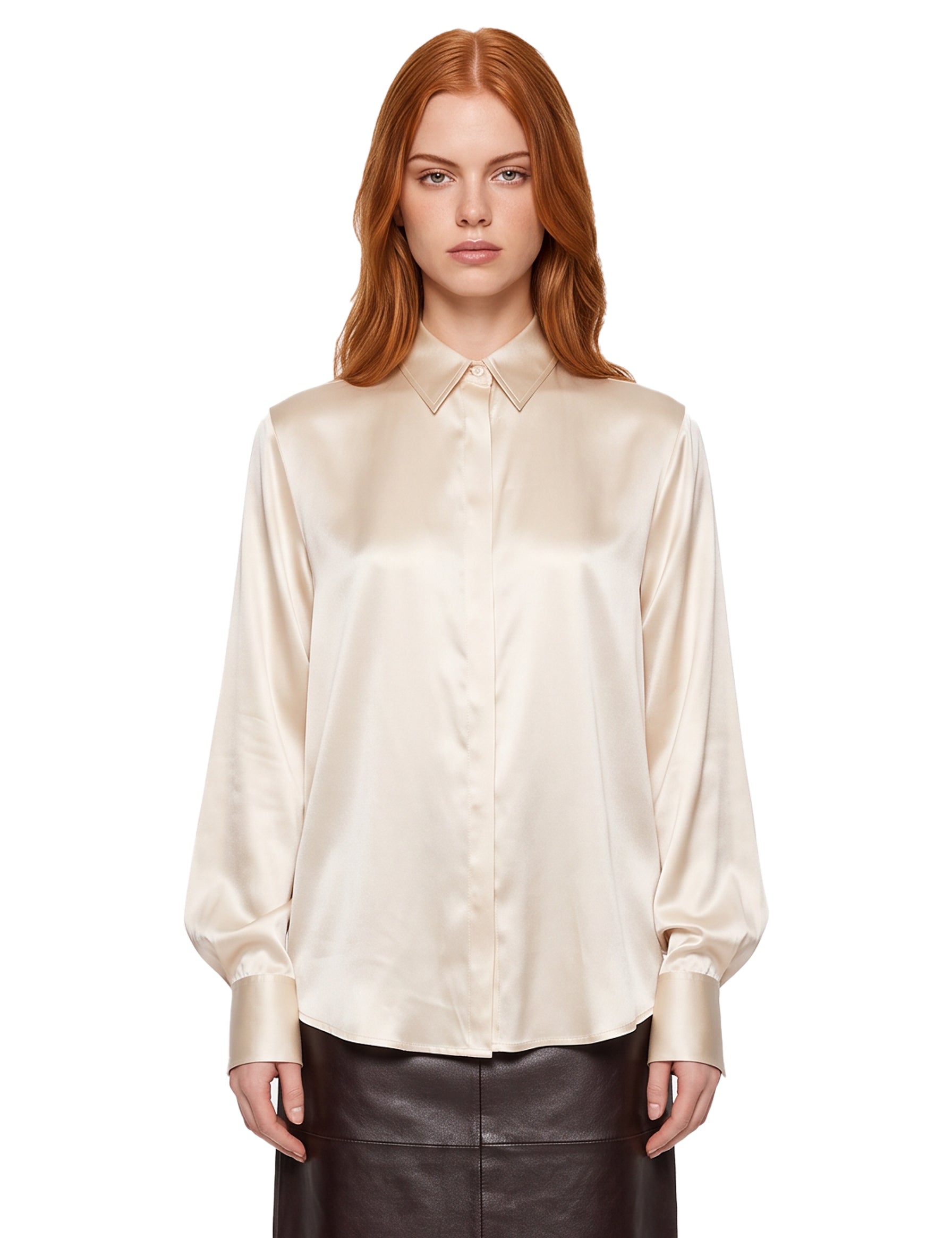Camicia in seta Chisone in avorio 