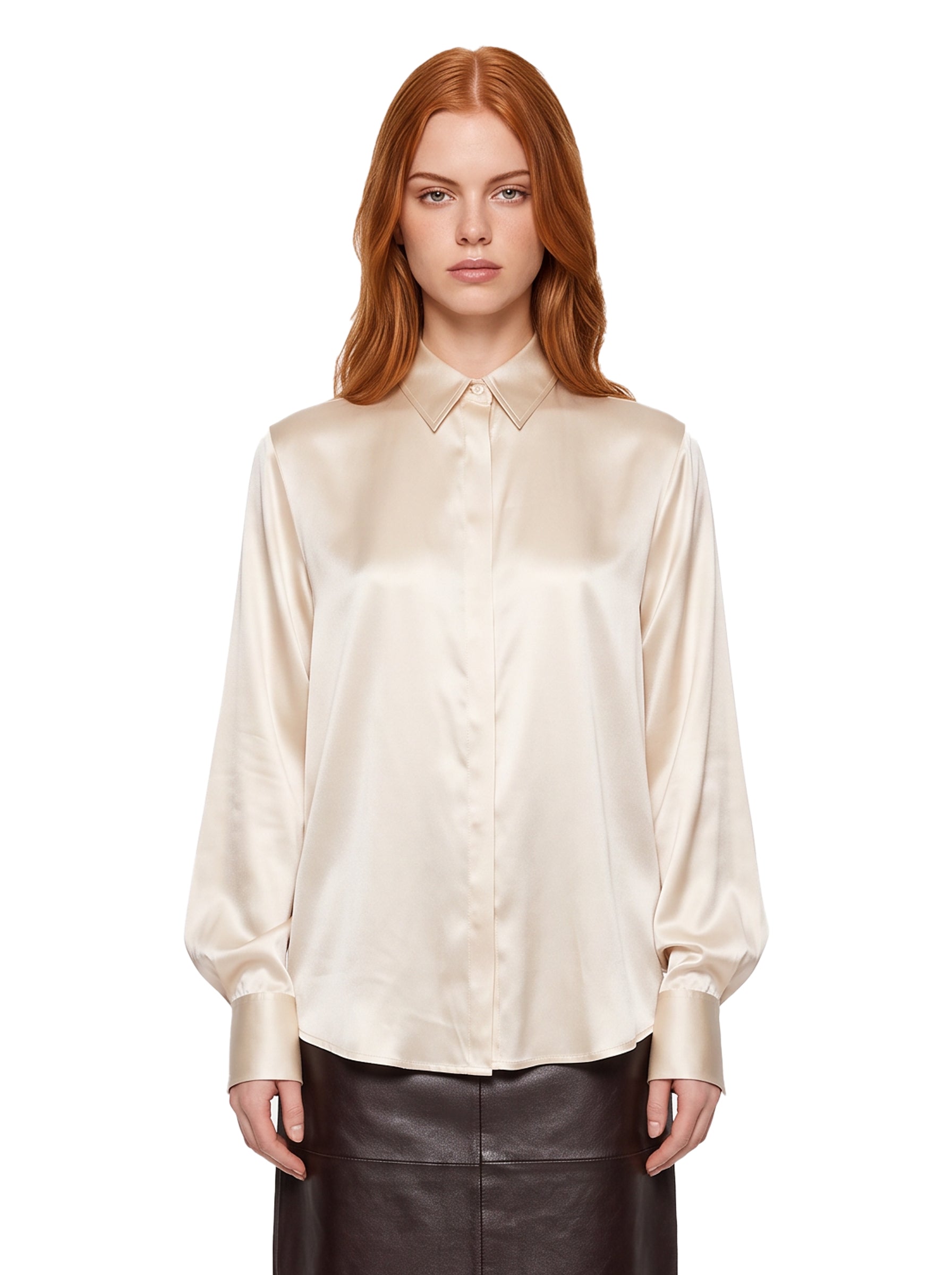 Camicia in seta Chisone in avorio 