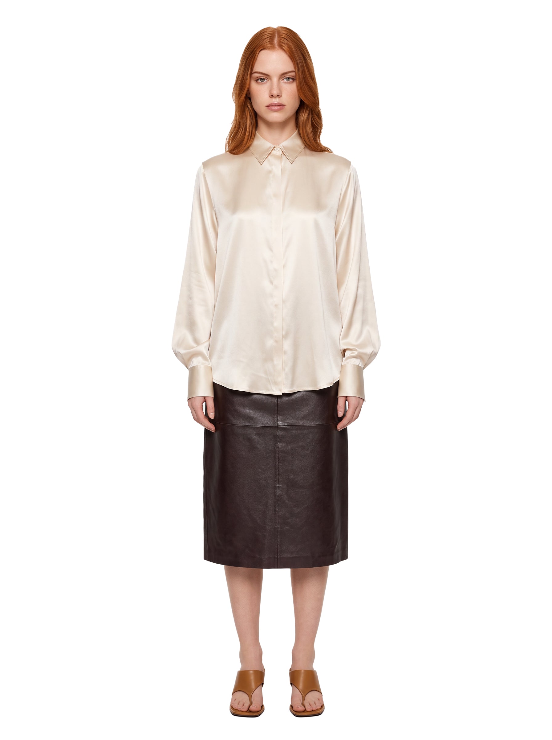 Camicia in seta Chisone in avorio 