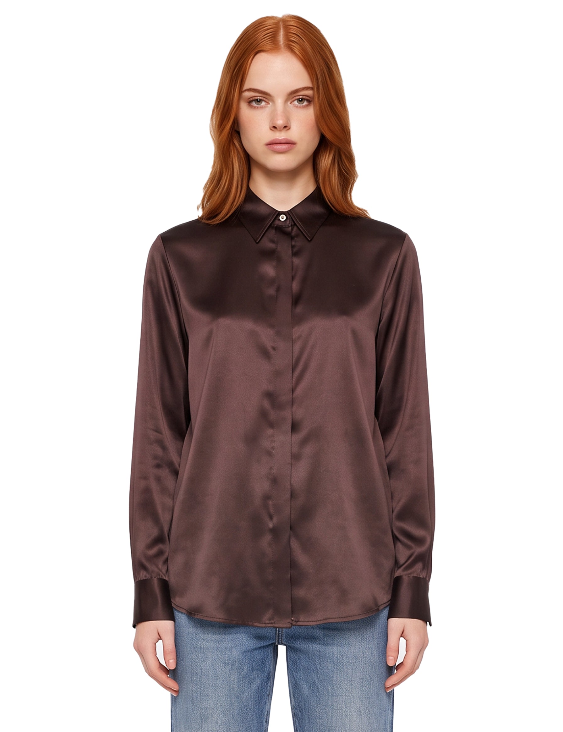 Camicia in seta Chisone in marrone 