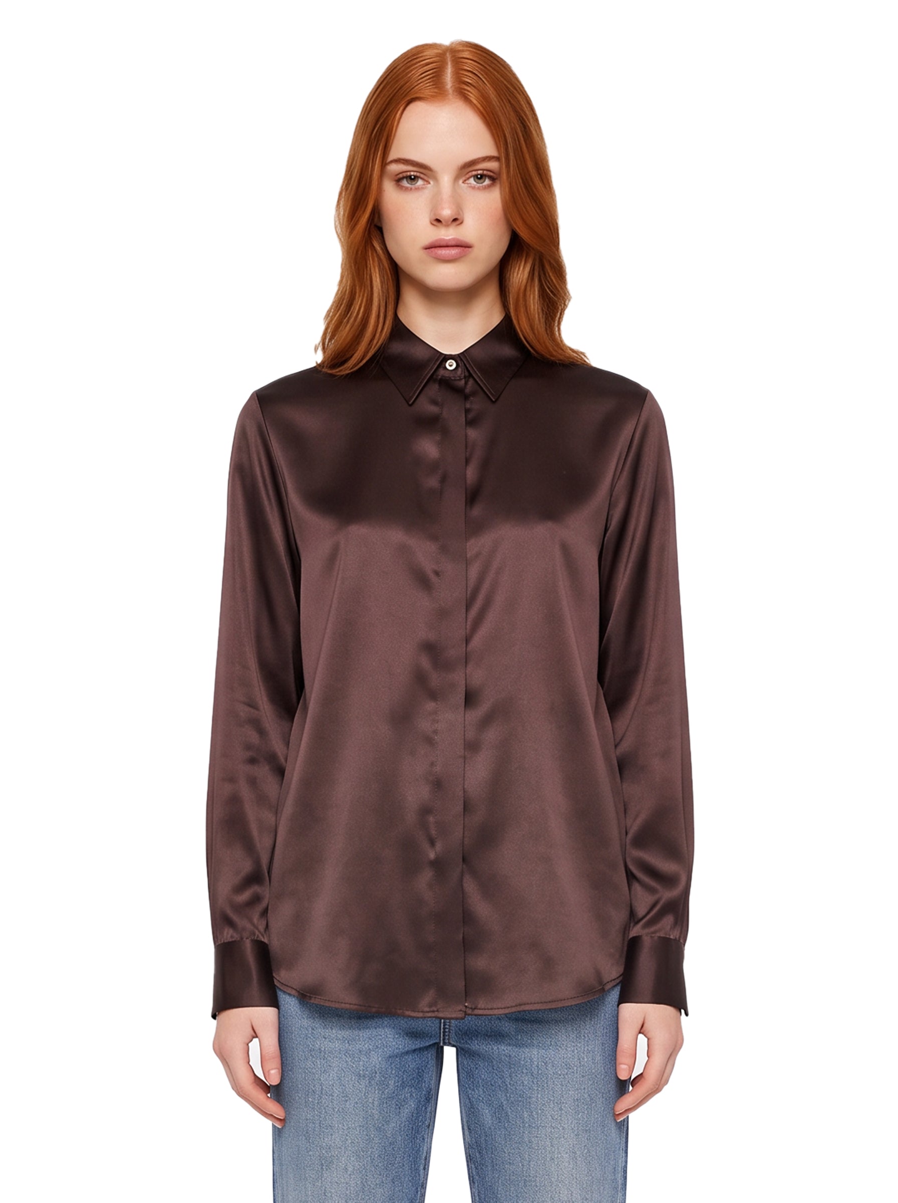 Camicia in seta Chisone in marrone 