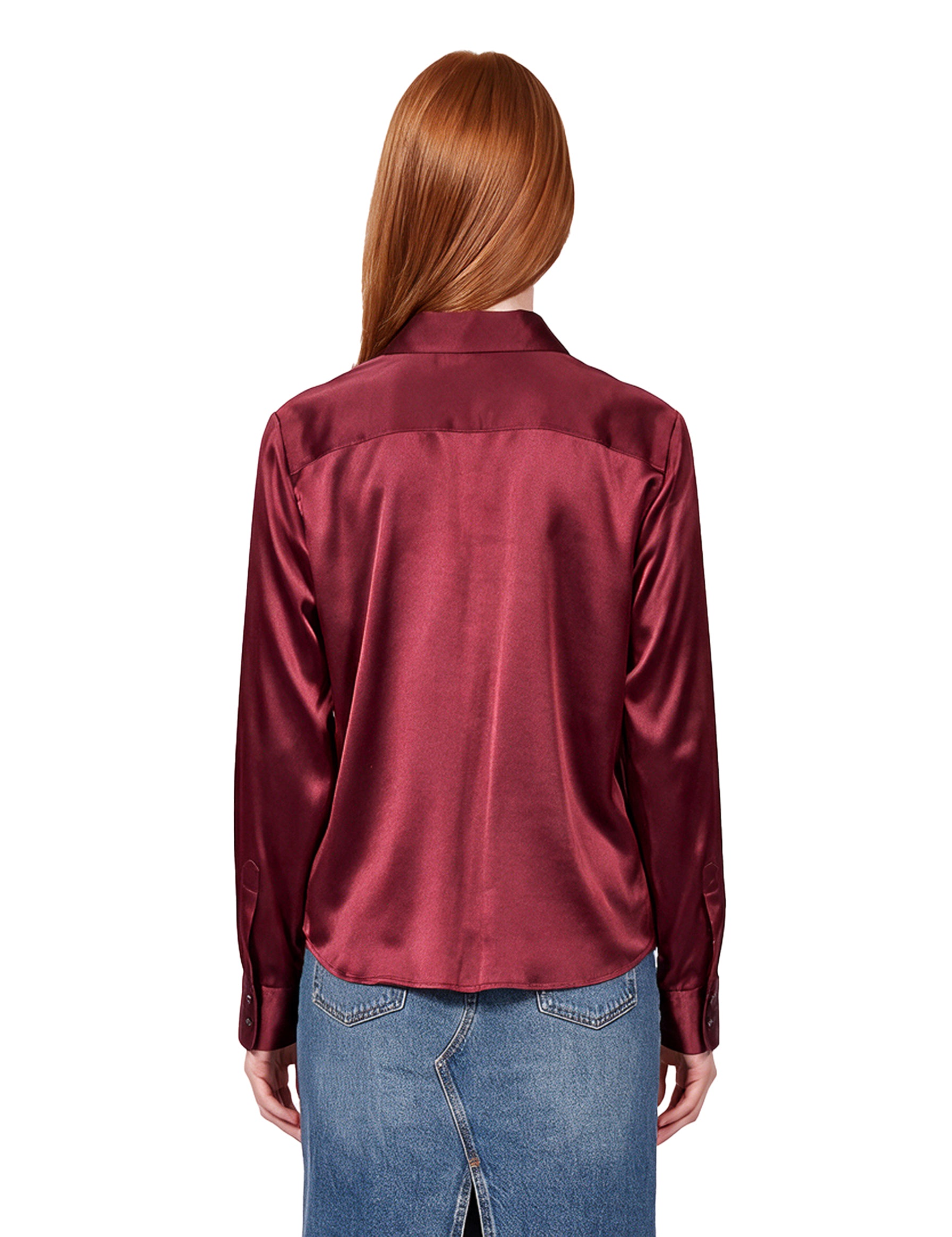 Camicia in seta Chisone in rosso scuro 