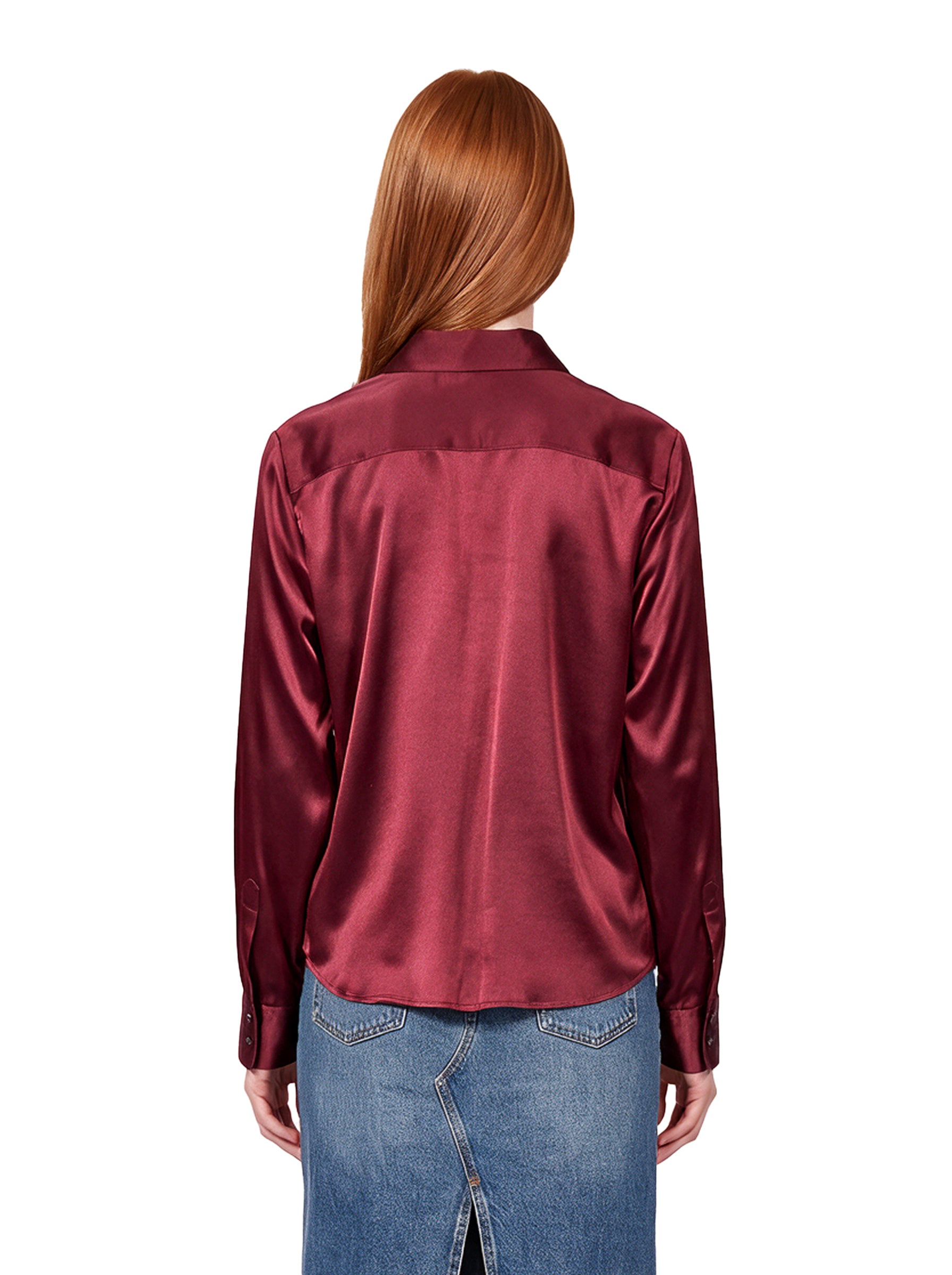 Camicia in seta Chisone in rosso scuro 